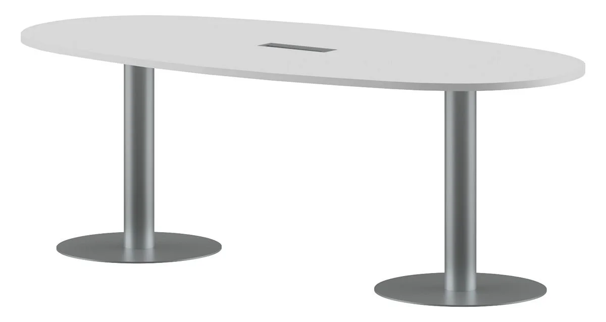 Конференц стол ПРГ-3 Белый/Алюминий 2200х1100