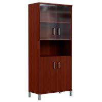 Шкаф высокий с малыми стеклянными и глухими дверьми B 430.10 Бургунди 900х450х2054 BORN Шкаф высокий с малыми стеклянными и глухими дверьми B 430.10 Бургунди 900х450х2054 BORN