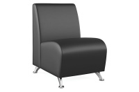 Мягкое кресло прямое одноместное Интер хром Экокожа Euroline 9100 (черная)