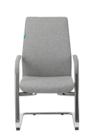 Кресло Бюрократ _JONS-LOW-V/CASHGREY на полозьях серый, плоский хромированный каркас
