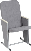 Кресло для конференц-зала (1-местное, серебристый металлик, светлый бук) Лондон М Микрофибра Aloba New Light grey/Серебристый металлик