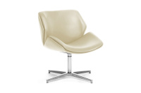 Кресло дизайнерское Charm Lounge Полуанилиновая кожа бежевая/Полированный алюминий