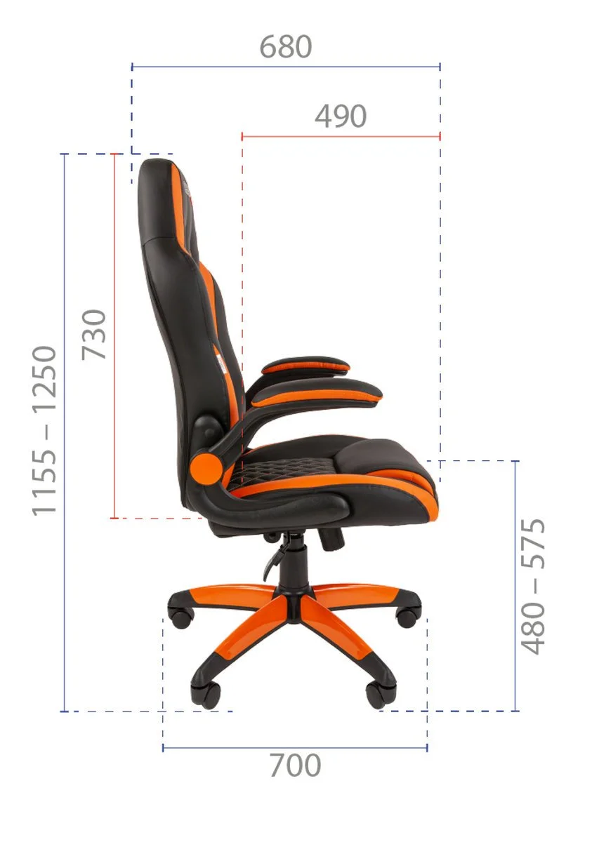 Геймерское компьютерное кресло CHAIRJET GAME 15 с матовыми подлокотниками, экокожа, черный/оранжевый