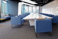 Коллекция мягкой мебели M24 Экокожа сиденье и спинка Oregon 03 (синяя)/подушка Euroline 921 (белая)