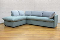Угловой диван GRUPPO 396 Страйк (2600) левый, в рогожке Мальмо72,подушки ткань цвет темн.серый