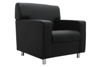 Мягкое кресло (хромированные опоры) Клерк 3 kle3-k-b Экокожа Экотекс 3001 (черная)
