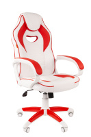 Кресло игровое компьютерное Chairman game 16 Россия экопремиум белый/красный