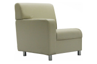Мягкое кресло с одним подлокотником (хромированные опоры) Клерк 3 kle3-k1p-be Экокожа Экотекс 3014 (бежевая)