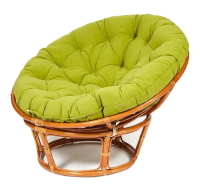 Кресло PAPASAN с подушкой,ткань флок олива/сognac