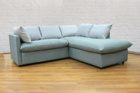 Угловой диван GRUPPO 396 Страйк (2100) правый, в рогожке Мальмо72,подушки ткань цвет серый