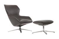 Кресло дизайнерское с оттоманкой RV Design Selin Темно-коричневая кожа