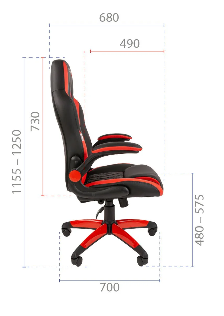 Геймерское компьютерное кресло CHAIRJET GAME 15 с матовыми подлокотниками, экокожа, черный/красный
