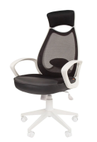 Офисное кресло CHAIRMAN 840, экокожа/ткань TW/сетчатый акрил, черный, пластик белый
