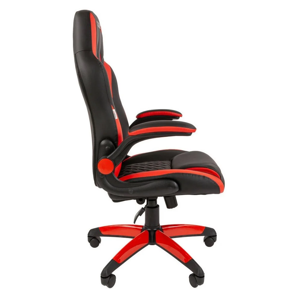 Геймерское компьютерное кресло CHAIRJET GAME 15 с матовыми подлокотниками, экокожа, черный/красный