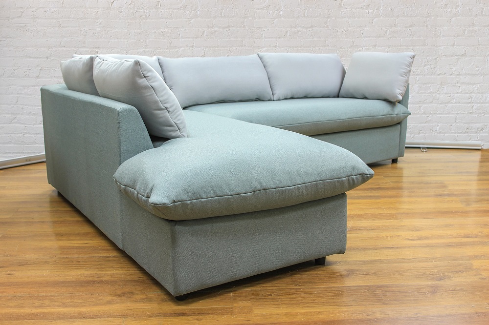 Угловой диван GRUPPO 396 Страйк (2600) левый, в рогожке Мальмо72,подушки ткань цвет серый