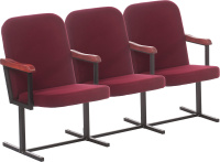 Кресло для конференц-зала (3-х местное, черный муар, махагон) Рим 1 Микрофибра Aloba New Bordo/Металл черный муар