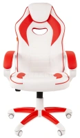 Геймерское кресло CHAIRMAN Game 16, экокожа, белый/красный, пластик белый