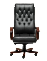 Офисное кресло DARWIN A, кожа, черный/темный орех