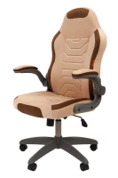 Геймерское кресло CHAIRMAN Game 50, велюр, светло-бежевый/коричневый