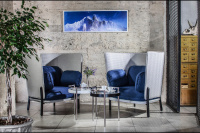 Мягкое кресло (высокая спинка) Bellagio Bellagio 1 high UNO grey / blue Ткань UNO Silver/Ткань UNO Blue