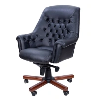 Офисное кресло ZURICH B, кожа, черный/темный орех