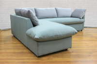 Угловой диван GRUPPO 396 Страйк (2600) левый, в рогожке Мальмо72,подушки ткань цвет темн.серый