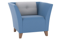 Мягкое кресло M21/1-1S Экокожа сиденье и спинка Oregon 03 (синяя)/подушка Euroline 921 (белая)