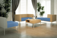Коллекция мягкой мебели M3 Верх экокожа Euroline 921 (белая)/низ экокожа Oregon 03 (синяя)