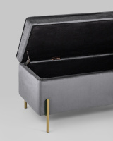 Банкетка Тюдор с ящиком велюр серый