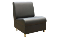 Мягкое кресло без подлокотников (хромированные опоры) Клерк 3 kle3-kbp-bl Экокожа Экотекс 3001 (черная)