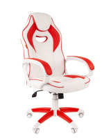 Кресло игровое компьютерное Chairman game 16 Россия экопремиум белый/красный