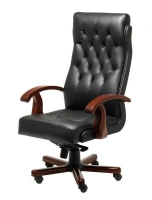 Офисное кресло DARWIN A, кожа, черный/темный орех