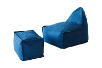 Бескаркасное кресло c пуфом Манхеттен 1423403 Ткань велюр синий