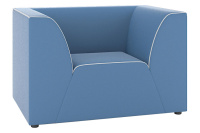 Мягкое кресло M19A-1S Экокожа Oregon 03 (синяя)/окантовка экокожа Euroline 921 (белая)