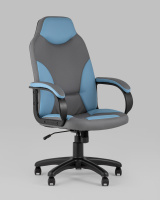 Кресло компьютерное игровое Кронос экокожа серый/синий