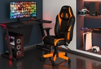 Геймерское компьютерное кресло CHAIRJET GAME 15 с регулируемыми подлокотниками и синхромеханизмом, экокожа, черный/оранжевый