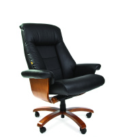 Офисное кресло Chairman 400, кожа+PU, черн N