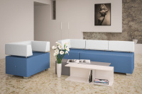 Коллекция мягкой мебели M2 Верх экокожа Euroline 921 (белая)/низ экокожа Oregon 03 (синяя)