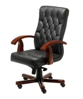 Офисное кресло DARWIN B, кожа, черный/темный орех