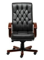 Офисное кресло DARWIN B, кожа, черный/темный орех