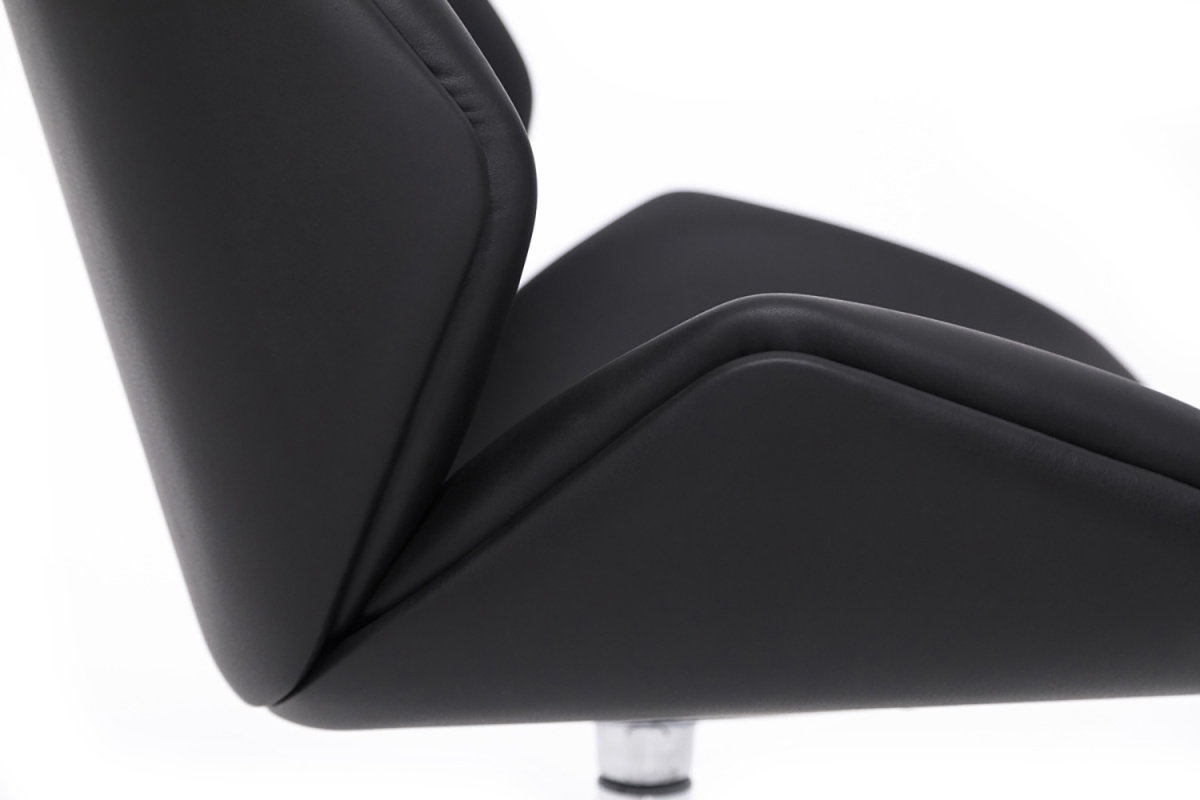 Кресло дизайнерское Charm High Lounge Анилиновая кожа черная/Полированный алюминий