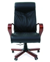 Офисное кресло CHAIRMAN 420WD, натуральная кожа, черный