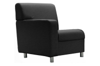 Мягкое кресло с одним подлокотником (хромированные опоры) Клерк 3 kle3-k1p-bl Экокожа Экотекс 3001 (черная)