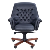 Офисное кресло ZURICH B, кожа, черный/темный орех